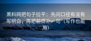 黑料网把句子拉平：先问口径有没有写明白，再把前提补一句（写作也能用）