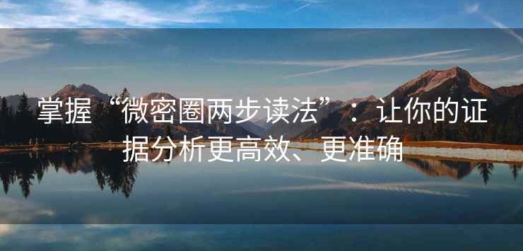掌握“微密圈两步读法”：让你的证据分析更高效、更准确